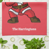 Aangepaste tekst Dabbing Dancing Santa Theedoek (Gevouwen)