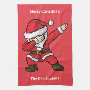 Aangepaste tekst Dabbing Dancing Santa Theedoek