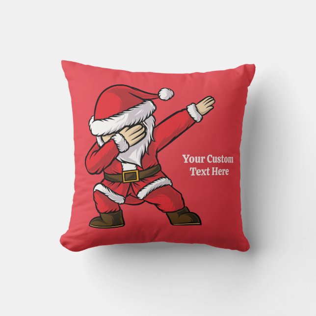 Aangepaste tekst Dabbing Dansende Kerstman Kussen (Voorkant)