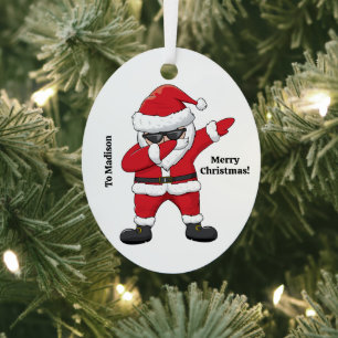 Aangepaste tekst Dabbing Dansende Kerstman Metalen Ornament