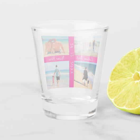 Aangepaste tekst Datum Uw fotocollage Shot Glass Shot Glas (Achterkant)