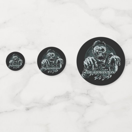 Aangepaste tekst DEADMONTON tafel confetti (Voorkanten)
