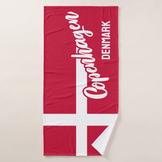 Aangepaste tekst Denemarken vlag Badhanddoek (Badhanddoek)