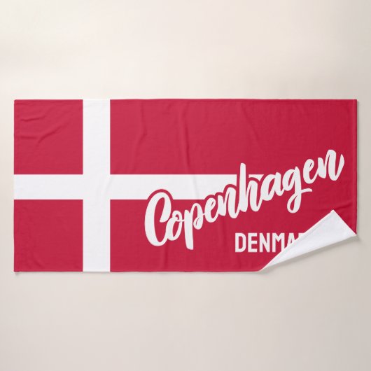 Aangepaste tekst Denemarken vlag Badhanddoek (Badhanddoek)