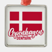 Aangepaste tekst Denemarken vlag Metalen Ornament (Voorkant)