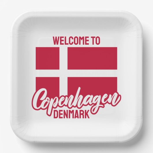 Aangepaste tekst Denemarken vlag Papieren Bordje (Voorkant)