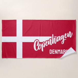 Aangepaste tekst Denemarken vlag Strandlaken