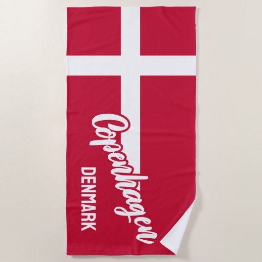 Aangepaste tekst Denemarken vlag Strandlaken (Voorkant)