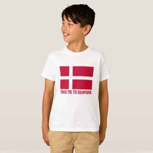 Aangepaste tekst Denemarken vlag T-shirt (Voorkant volledig)