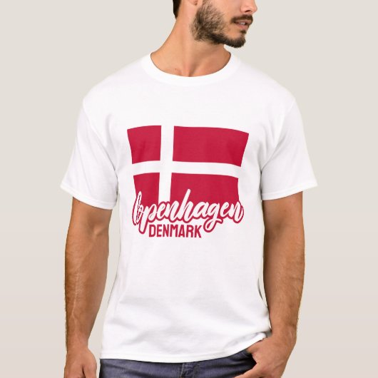 Aangepaste tekst Denemarken vlag T-shirt (Voorkant)