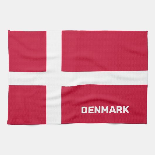 Aangepaste tekst Denemarken vlag Theedoek (Horizontaal)