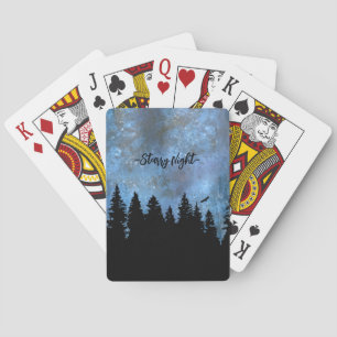 Aangepaste tekst dennenbos nacht pokerkaarten