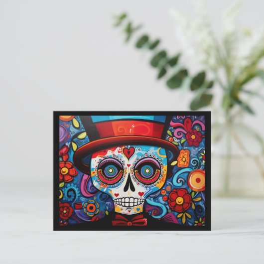 Aangepaste tekst 💀 Día de Muertos Briefkaart (Staand voorkant)