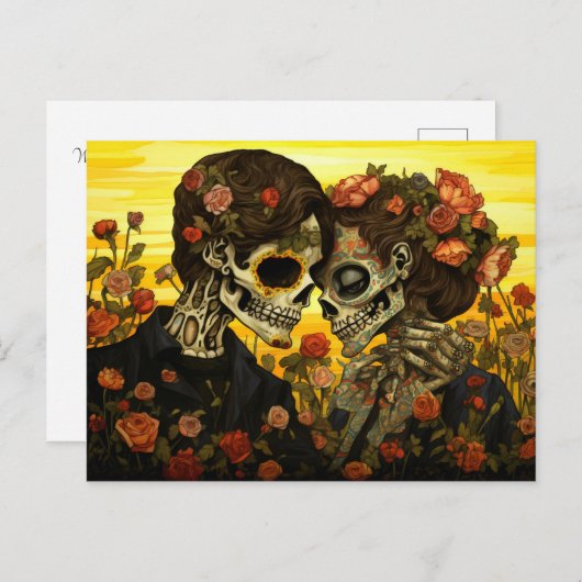 Aangepaste tekst 💀 Día de Muertos Briefkaart (Voorkant / Achterkant)