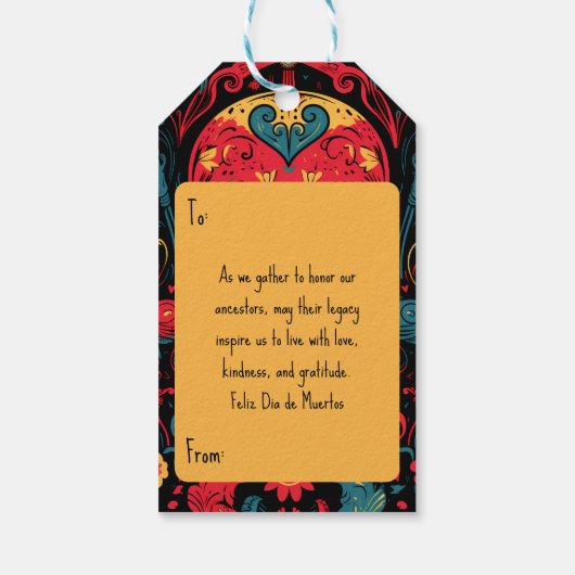 Aangepaste tekst Dia de Muertos☠️ Eeuwige Herinner Cadeaulabel (Achterkant)