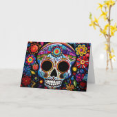 Aangepaste tekst 💀 Día de Muertos Kaart (Gele Bloem)