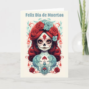 Aangepaste tekst Dia de Muertos☠️ La Calavera Catr Feestdagen Kaart