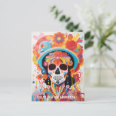 Aangepaste tekst Dia de Muertos La Calavera Catrin Briefkaart (Staand voorkant)