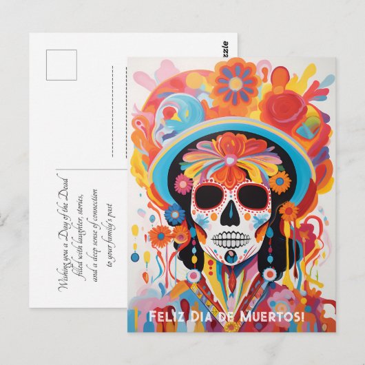 Aangepaste tekst Dia de Muertos La Calavera Catrin Briefkaart (Voorkant / Achterkant)