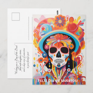 Aangepaste tekst Dia de Muertos La Calavera Catrin Briefkaart
