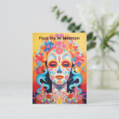 Aangepaste tekst Dia de Muertos La Calavera Catrin Briefkaart (Staand voorkant)