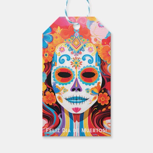 Aangepaste tekst Dia de Muertos La Calavera Catrin Cadeaulabel (Voorkant)