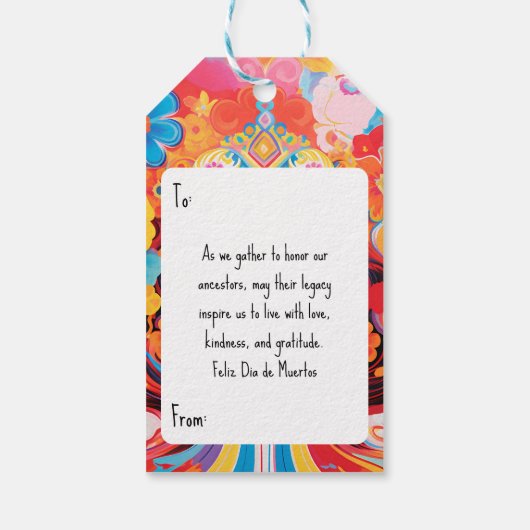 Aangepaste tekst Dia de Muertos La Calavera Catrin Cadeaulabel (Achterkant)