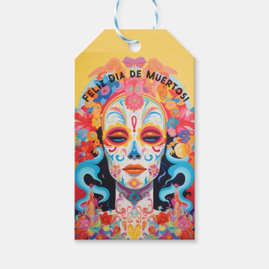 Aangepaste tekst Dia de Muertos La Calavera Catrin Cadeaulabel (Voorkant)