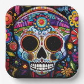 Aangepaste tekst 💀 Día de Muertos Papieren Bordje (Voorkant)