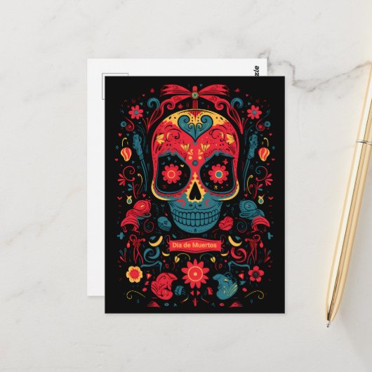 Aangepaste tekst Dia de Muertos☠️ Remembrance Radi Briefkaart (Voorkant / Achterkant in situ)
