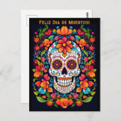 Aangepaste tekst Dia de Muertos☠️ Suikerschedel Briefkaart (Voorkant / Achterkant)