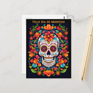 Aangepaste tekst Dia de Muertos☠️ Suikerschedel Briefkaart