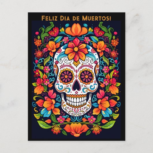 Aangepaste tekst Dia de Muertos☠️ Suikerschedel Briefkaart (Voorkant)