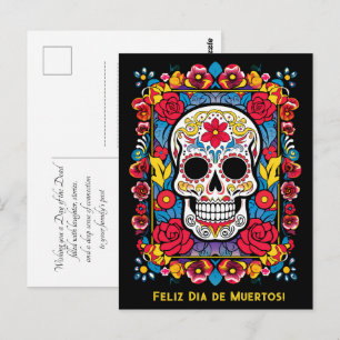 Aangepaste tekst Dia de Muertos Suikerschedel Briefkaart