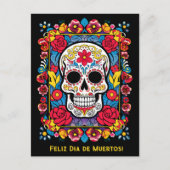 Aangepaste tekst Dia de Muertos Suikerschedel Briefkaart (Voorkant)