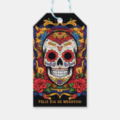 Aangepaste tekst Dia de Muertos☠️ Suikerschedel Cadeaulabel (Voorkant)