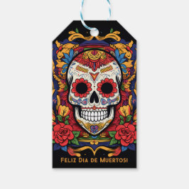 Aangepaste tekst Dia de Muertos☠️ Suikerschedel Cadeaulabel