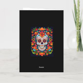 Aangepaste tekst Dia de Muertos☠️ Suikerschedel Feestdagen Kaart (Achterkant)
