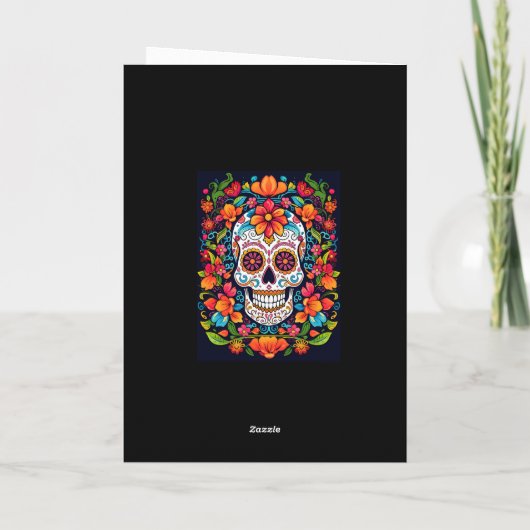 Aangepaste tekst Dia de Muertos☠️ Suikerschedel Feestdagen Kaart (Achterkant)