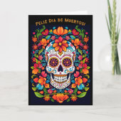 Aangepaste tekst Dia de Muertos☠️ Suikerschedel Feestdagen Kaart (Voorkant)