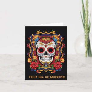 Aangepaste tekst Dia de Muertos☠️ Suikerschedel Feestdagen Kaart
