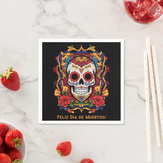 Aangepaste tekst Dia de Muertos☠️ Suikerschedel Servet (Insitu)