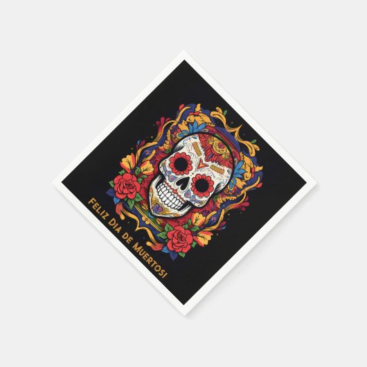 Aangepaste tekst Dia de Muertos☠️ Suikerschedel Servet (Hoek)