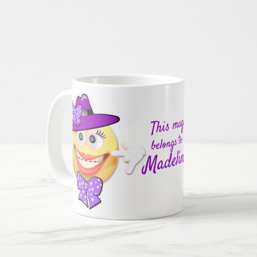 Aangepaste tekst die Emoji glimlacht in Pet met bo Koffiemok (Voorkant links)