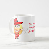 Aangepaste tekst die Emoji glimlacht in rood Pet m Koffiemok (Voorkant links)