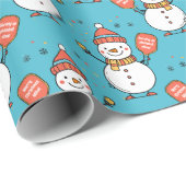 Aangepaste tekst Dinking Snowman Cadeaupapier (Rol Hoek)