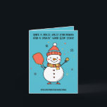 Aangepaste tekst Dinking Snowman Feestdagen Kaart<br><div class="desc">Maak kennis met het "Dinking Snowman Folded Wenskaart"! Dit feestelijke Gevouwen wenskaart is voorzien van een vrolijke sneeuwman gekleed in een rode en witte kerstmuts, met een bruine bezem en een oranje wortelneus. Omgeven door delicate sneeuwvlokken op een blauwe achtergrond, brengt de sneeuwman een vleugje grilligheid en vreugde in uw...</div>
