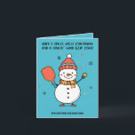 Aangepaste tekst Dinking Snowman Feestdagen Kaart<br><div class="desc">Maak kennis met het "Dinking Snowman Folded Wenskaart"! Dit feestelijke Gevouwen wenskaart is voorzien van een vrolijke sneeuwman gekleed in een rode en witte kerstmuts, met een bruine bezem en een oranje wortelneus. Omgeven door delicate sneeuwvlokken op een blauwe achtergrond, brengt de sneeuwman een vleugje grilligheid en vreugde in uw...</div>