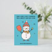 Aangepaste tekst Dinking Snowman Feestdagenkaart (Staand voorkant)