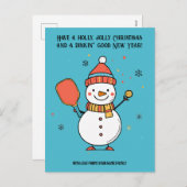 Aangepaste tekst Dinking Snowman Feestdagenkaart (Voorkant / Achterkant)